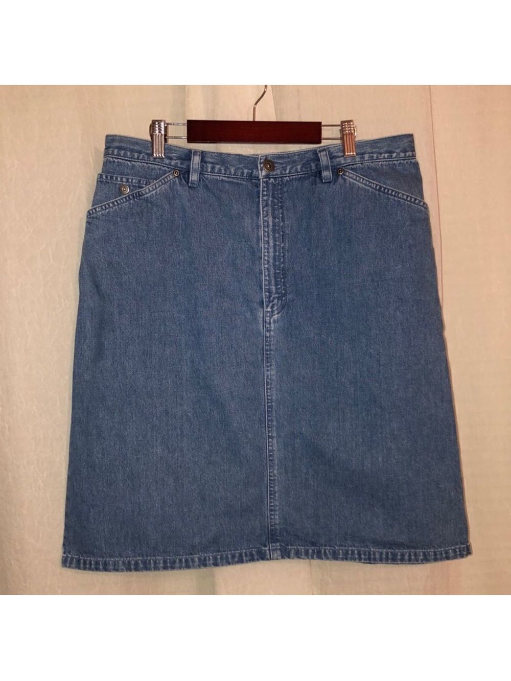 Liz Claiborne 14 Vintage Denim Blue Five Pocket Medium Wash Pencil Skirt